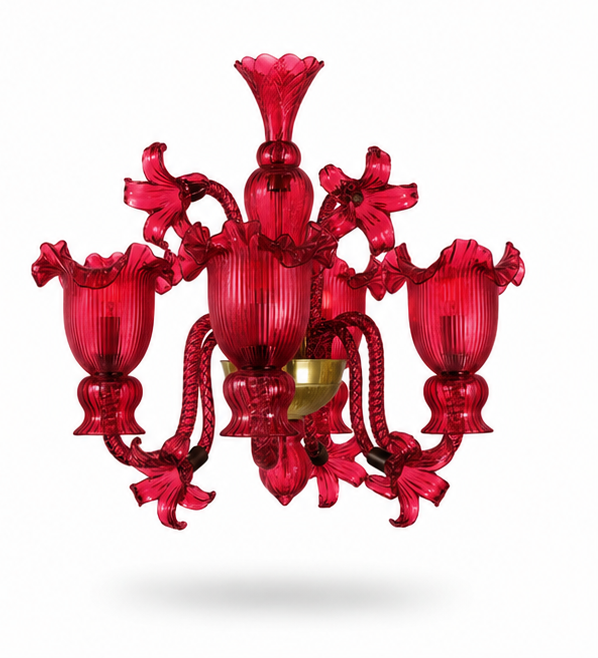 Gulzar Ruffled Tulip Three-Light Wall Light — Ruby Red · SGE-WL-023 · Samrat Glass Emporium — view 2