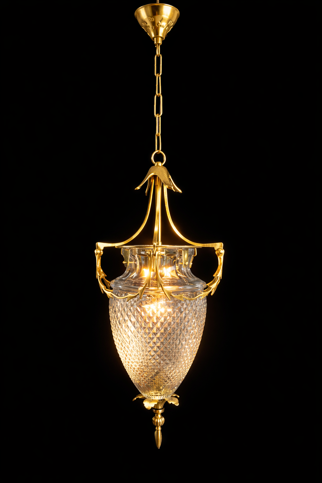 Foliate Scroll Vertical-Fluted Glass Hanging Light · SGE-HL-059 · Samrat Glass Emporium