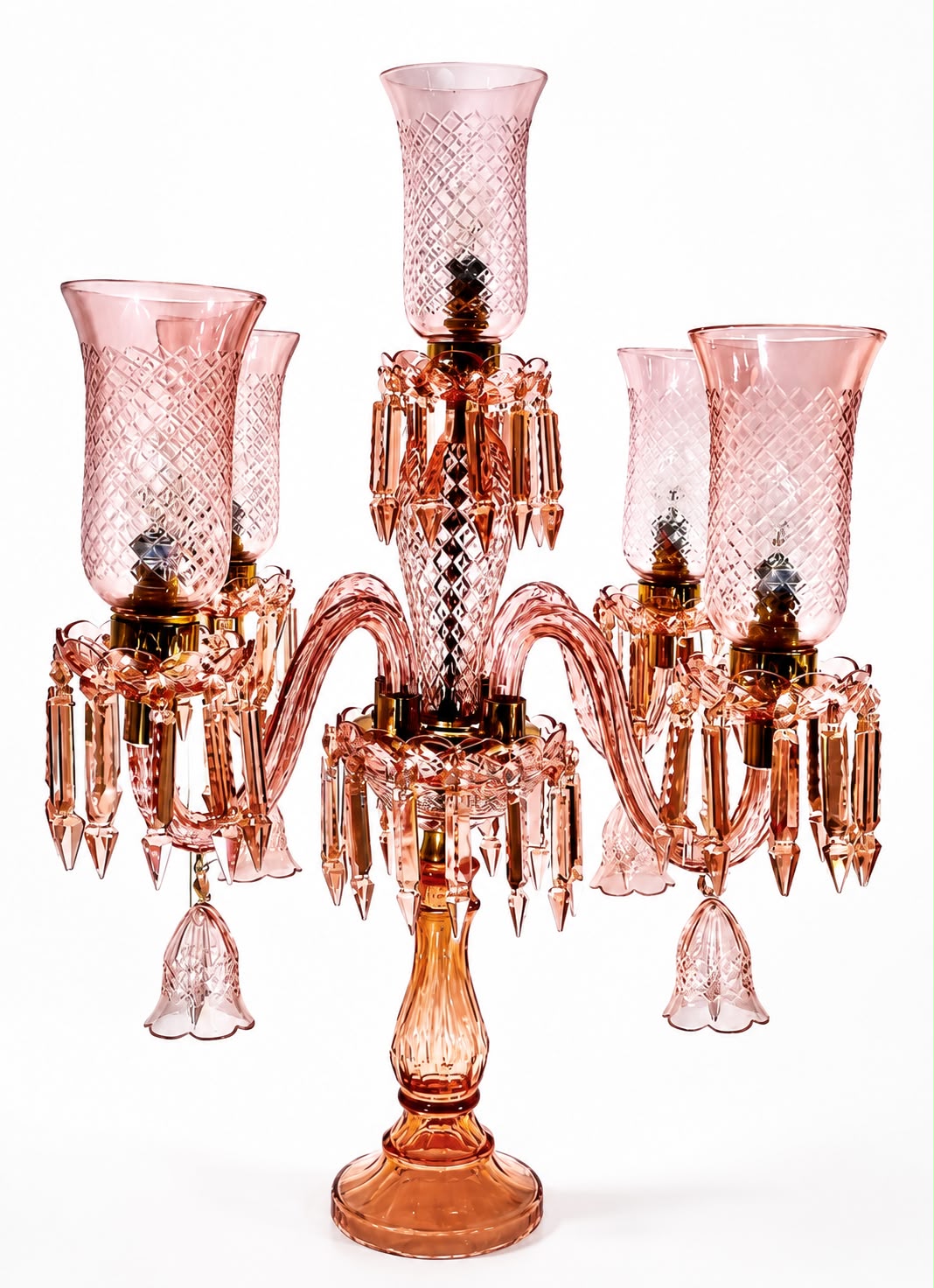 Rang Mahal Rose Prism Table Chandelier · SGE-TA-007 · Samrat Glass Emporium — view 2
