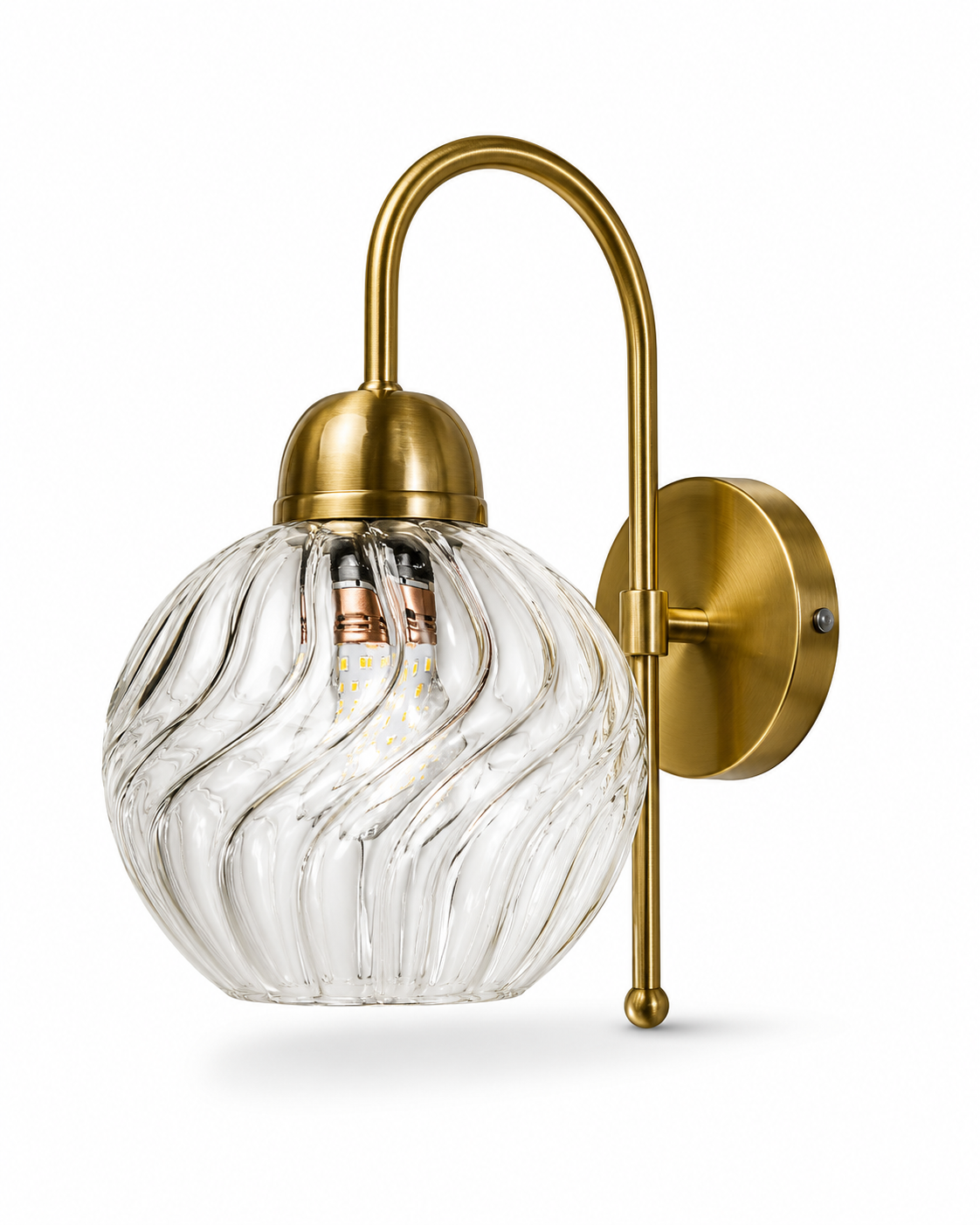 Ambarlehar Swirl-Glass Orb Single-Light Loop-Arm Wall Lamp — Crystal Clear · Wall Light · SGE-WL-115 · Samrat Glass Emporium — view 2