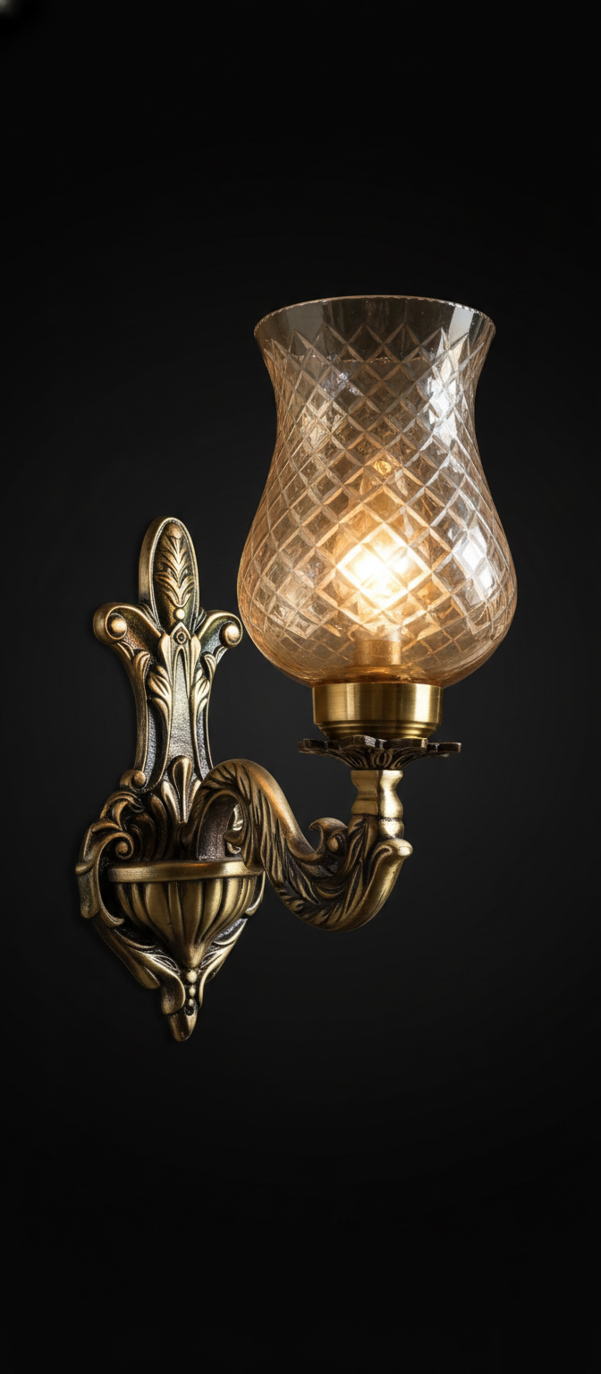 Padmapatra Diamond-Lattice Clear Glass Tulip Wall Lamp