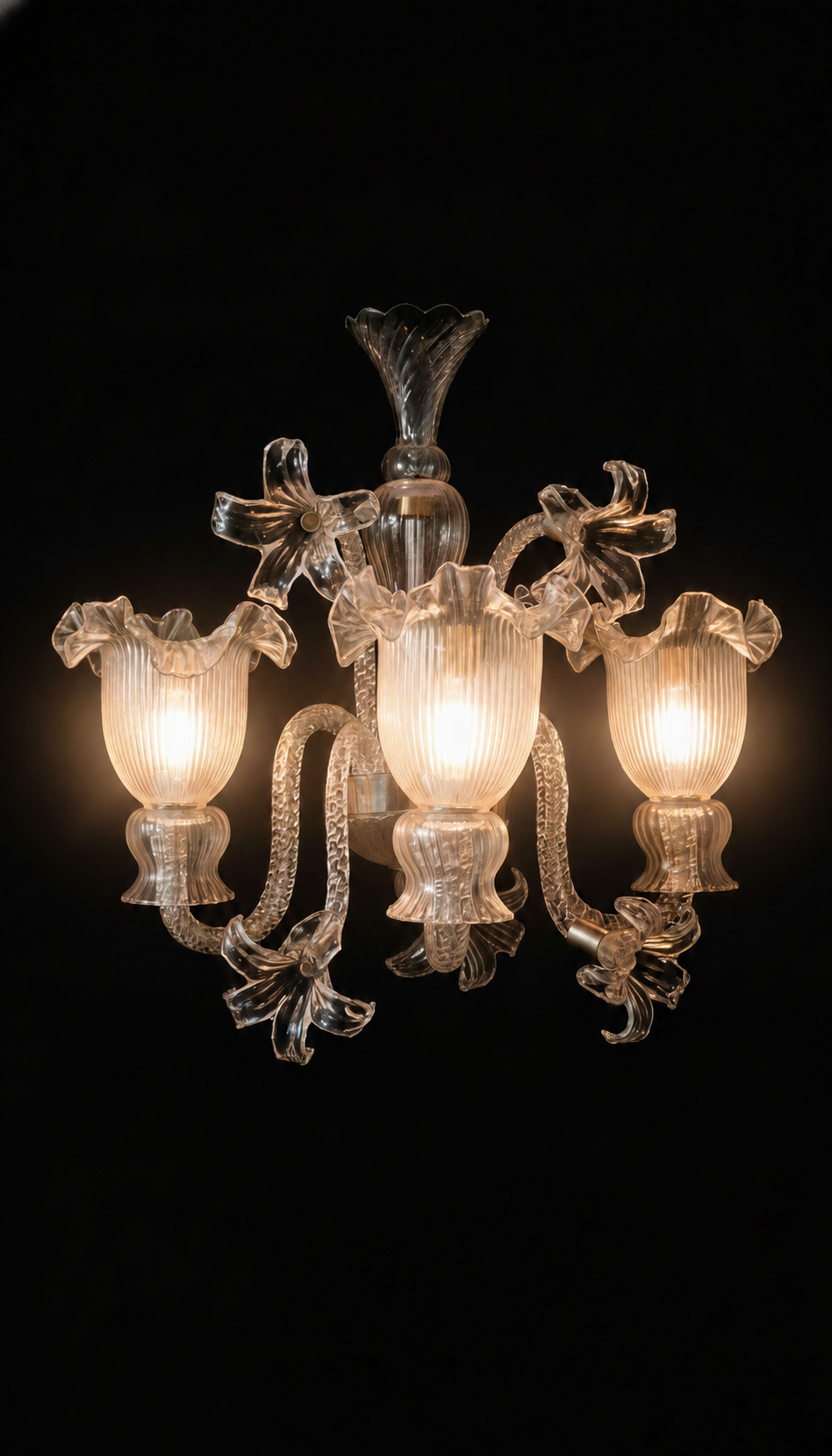 Gulzar Ruffled Tulip Three-Light Wall Light — Crystal Clear