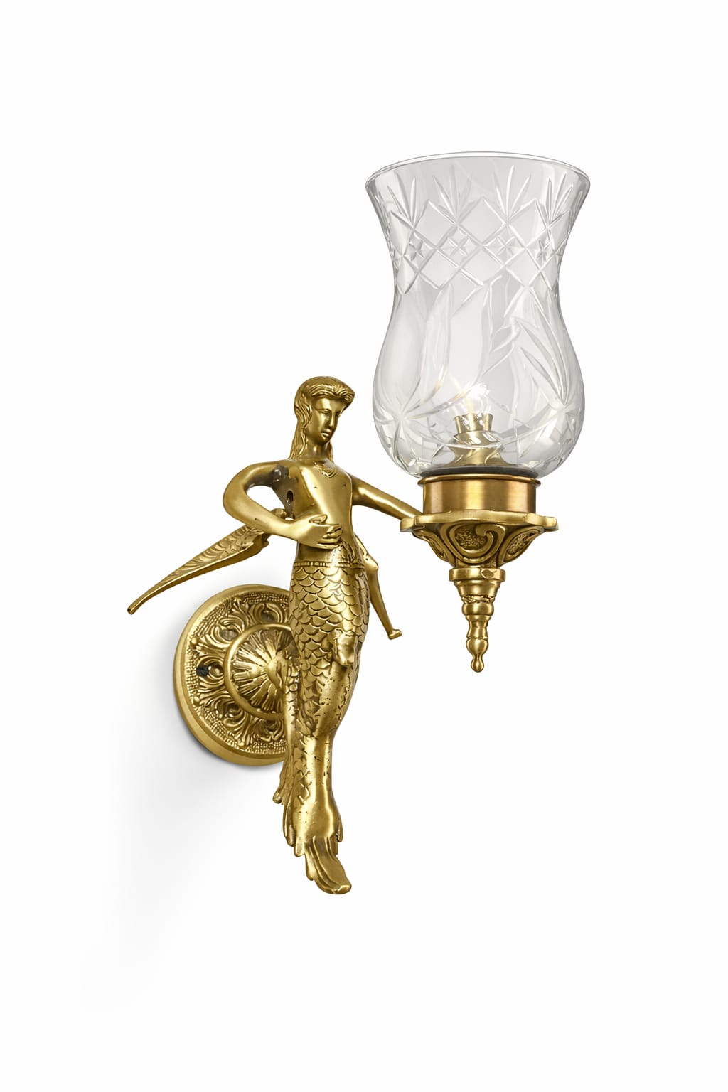 Apsarajyoti Sculpted Winged Maiden Cut-Glass Wall Sconce · Wall Light · SGE-WL-084 · Samrat Glass Emporium — view 2
