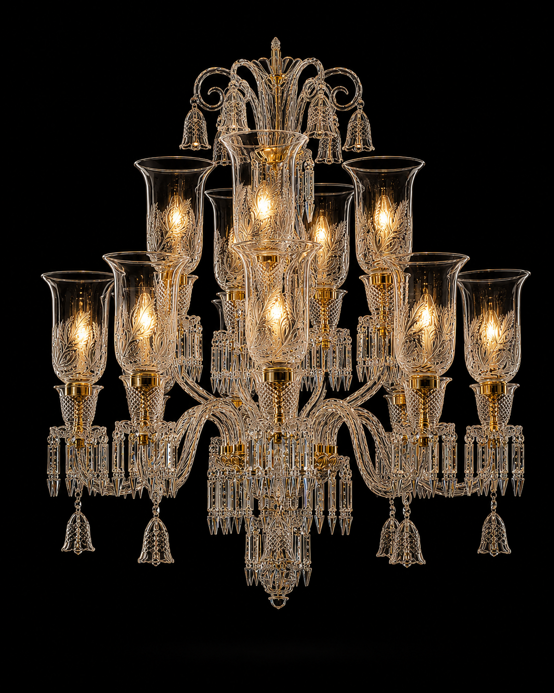 Afsana Etched Leaf Tulip Grand Chandelier
