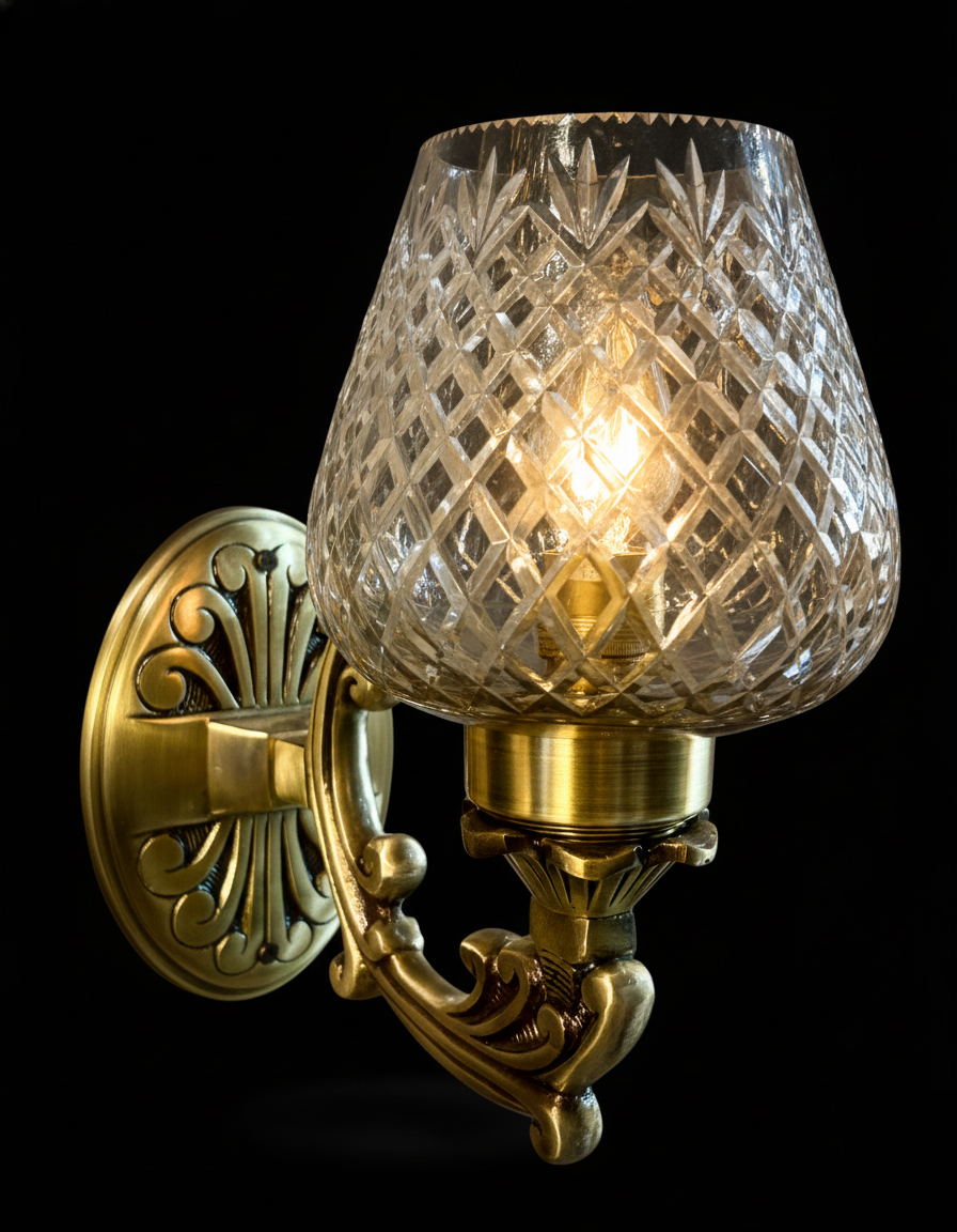 Vajrarekha Diamond-Lattice Clear Glass Single-Light Wall Sconce