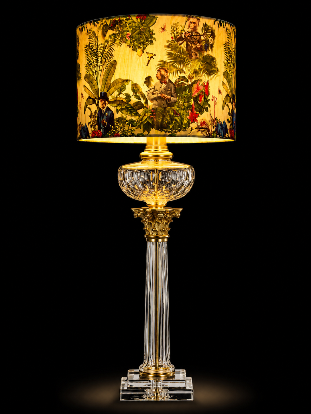 Virāsat Corinthian Crystal Table Lamp – Pleated Amber Shade · SGE-TL-047 · Samrat Glass Emporium — view 3