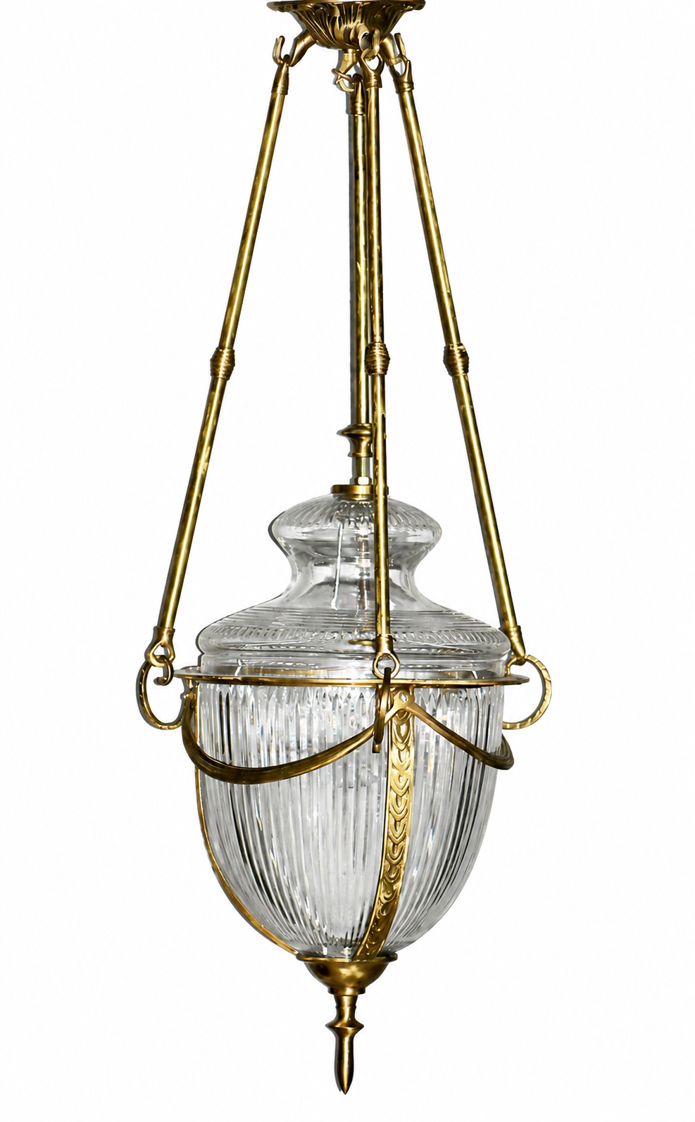 Rajsi Urn Fluted Glass Hanging Light — Grand Tripod · SGE-HL-050 · Samrat Glass Emporium — view 2