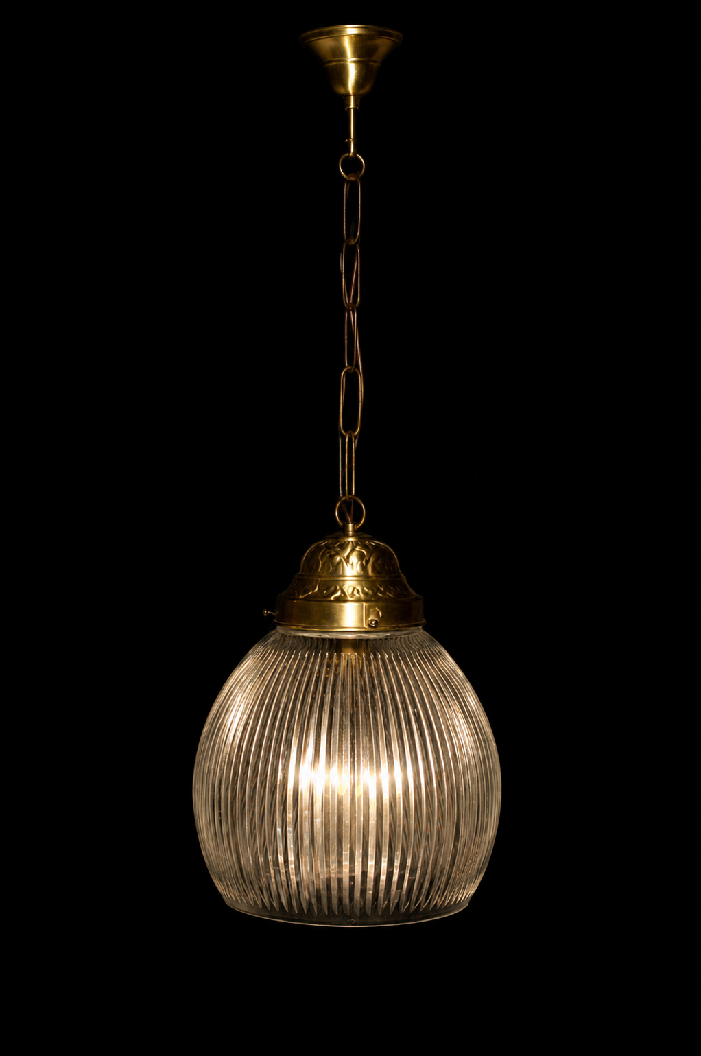 Kashika Fluted Glass Hanging Light — Vertical Reed
