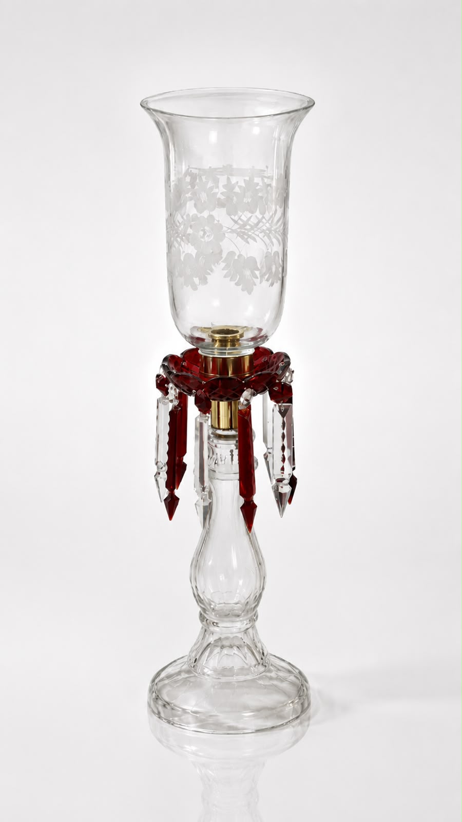 Etched Blossom Ruby Drop Candle Stand · SGE-CS-006 · Samrat Glass Emporium — view 2