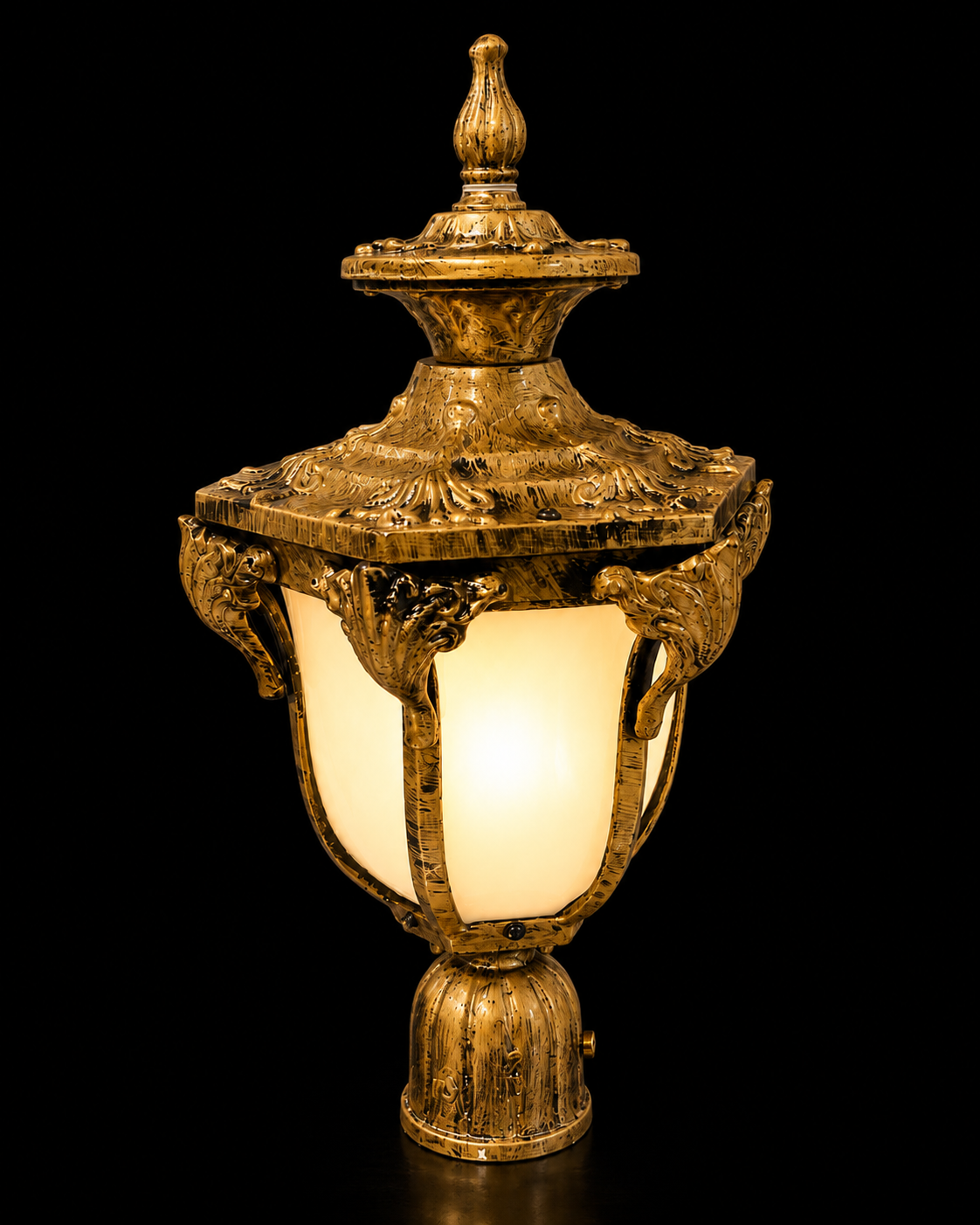 Suvarnmahal Scrollwork Antique-Gold Gate Pillar Lamp