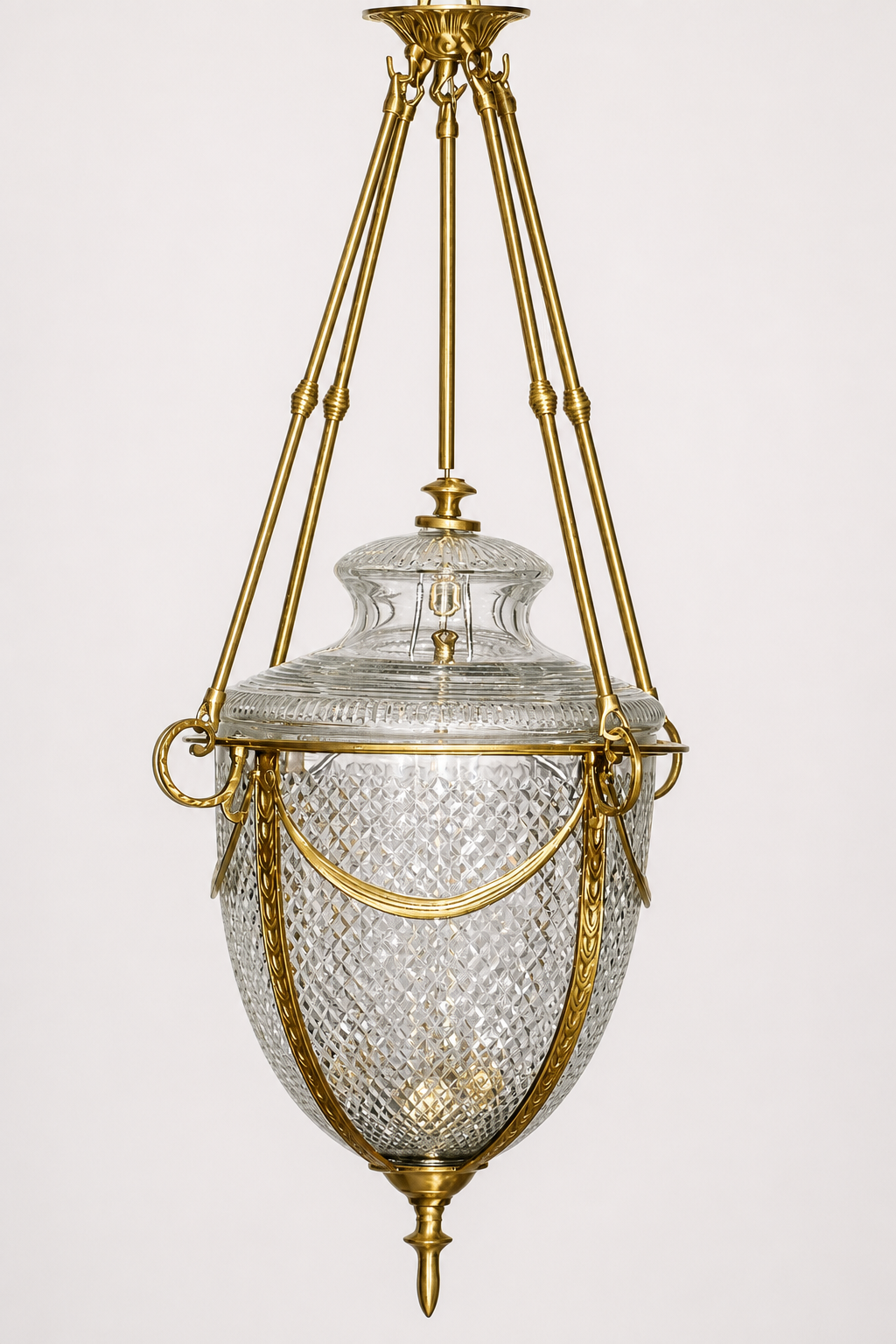 Rajsi Urn Diamond-Cut Glass Hanging Light — Grand Tripod · SGE-HL-049 · Samrat Glass Emporium — view 2