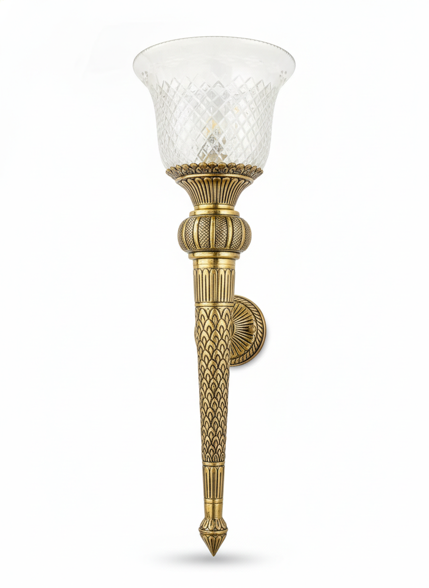 Rajdand Diamond-Cut Clear Glass Torch Wall Lamp · Wall Light · SGE-WL-047 · Samrat Glass Emporium — view 2