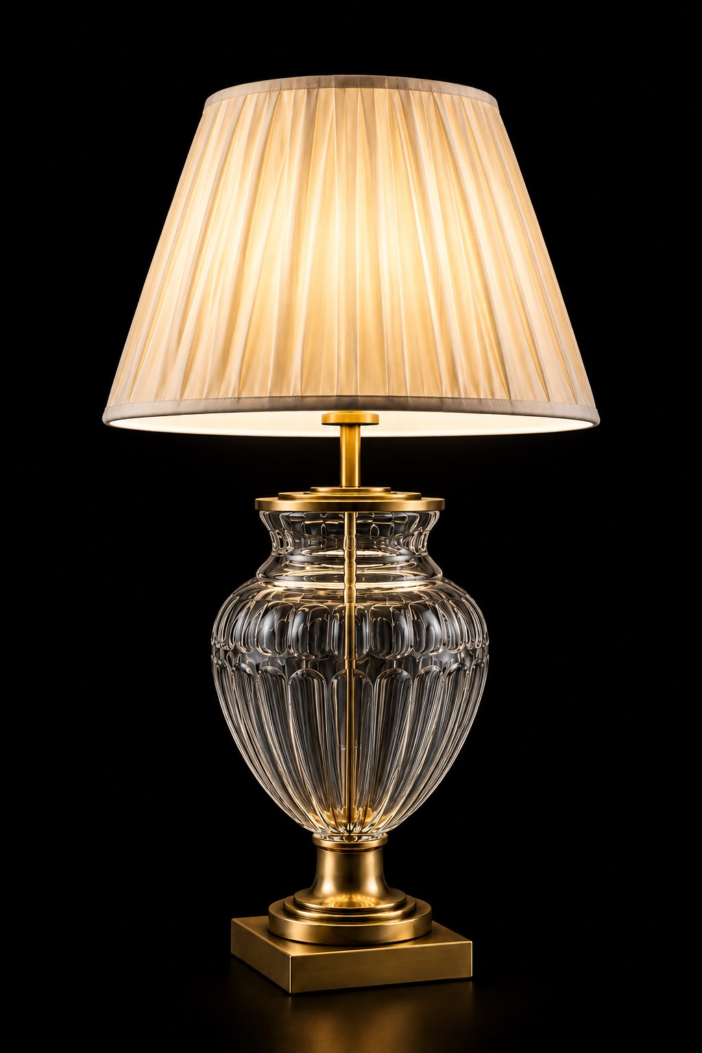 Rajsi Fluted Glass Table Lamp – Brass Plinth