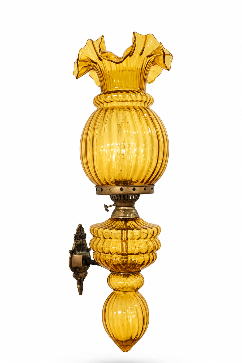 Gulzar Ruffled Tulip Single-Light Wall Lamp — Amber Gold · Wall Light · SGE-WL-033 · Samrat Glass Emporium — view 2