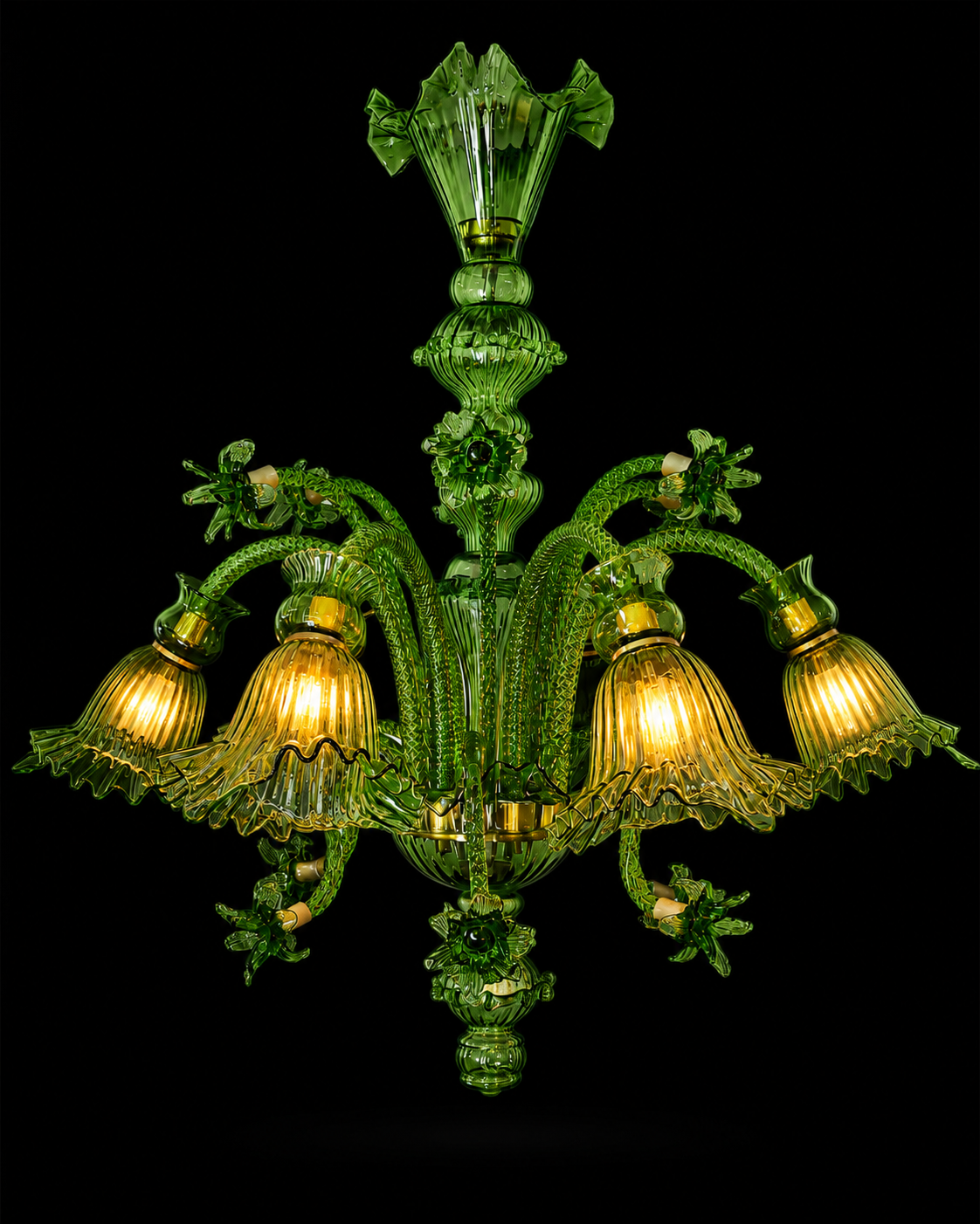 Gulzar Emerald Six-Light Glass Chandelier