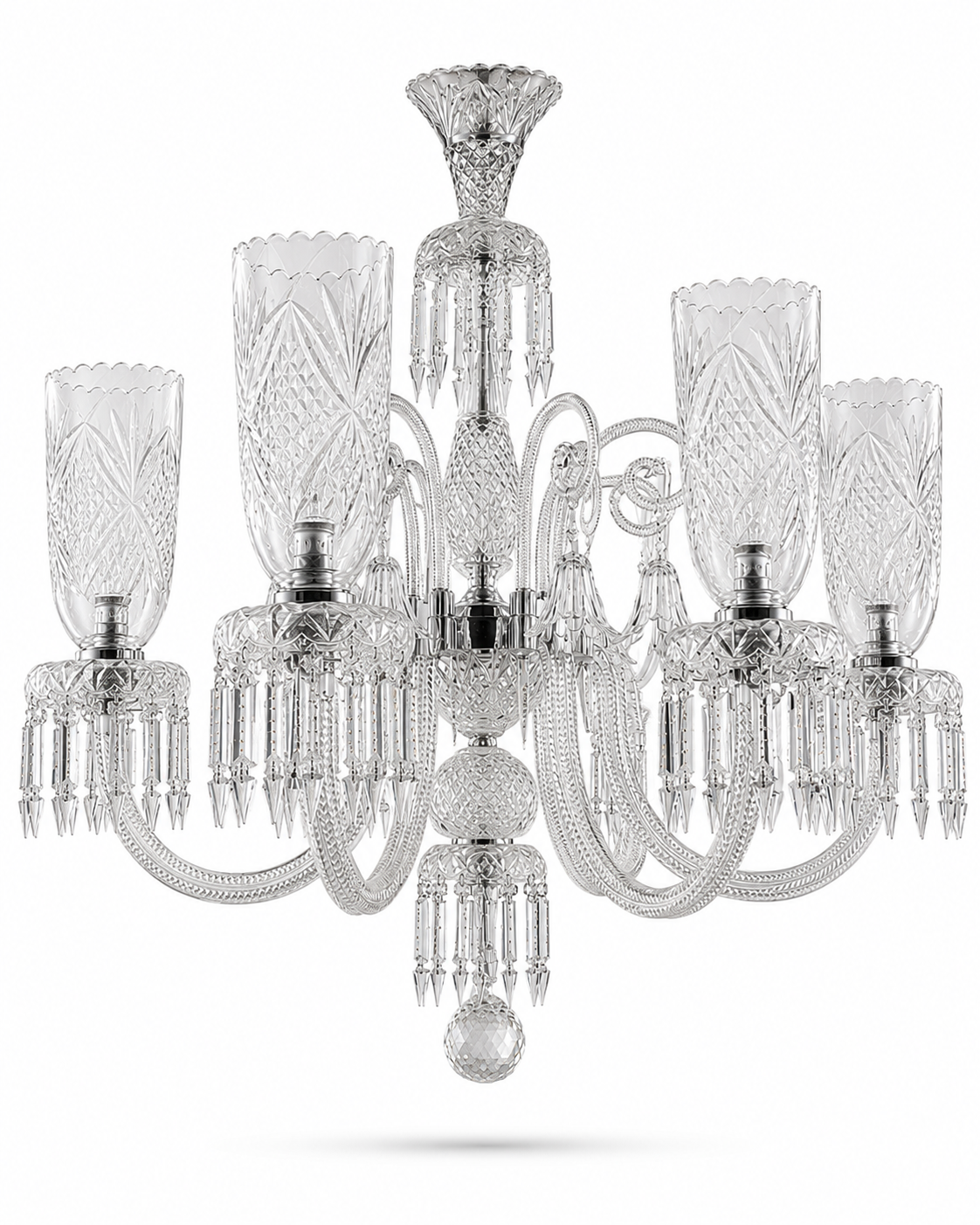 Noorvastra Etched-Tulip Eight-Light Crystal Chandelier · SGE-CH-037 · Samrat Glass Emporium — view 2