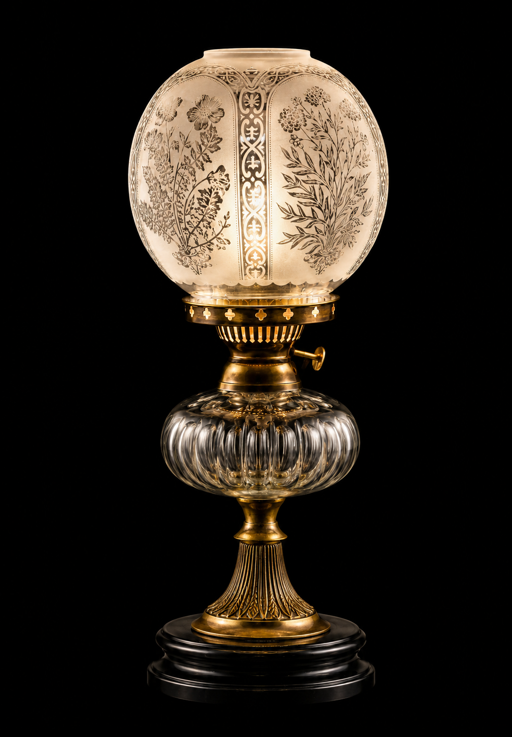 Vanmala Botanical Globe Hurricane Table Lamp — Frosted Clear
