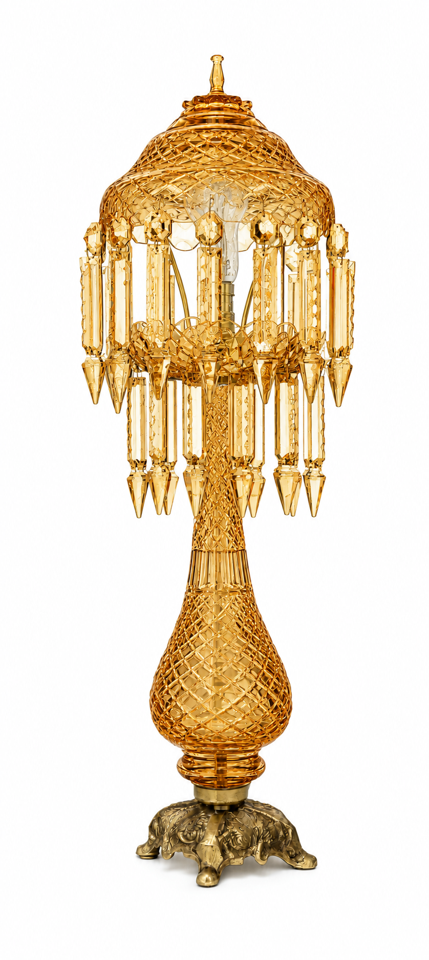 Sheesh Mahal Prism-Canopy Table Lamp — Amber Gold · SGE-TL-040 · Samrat Glass Emporium — view 2