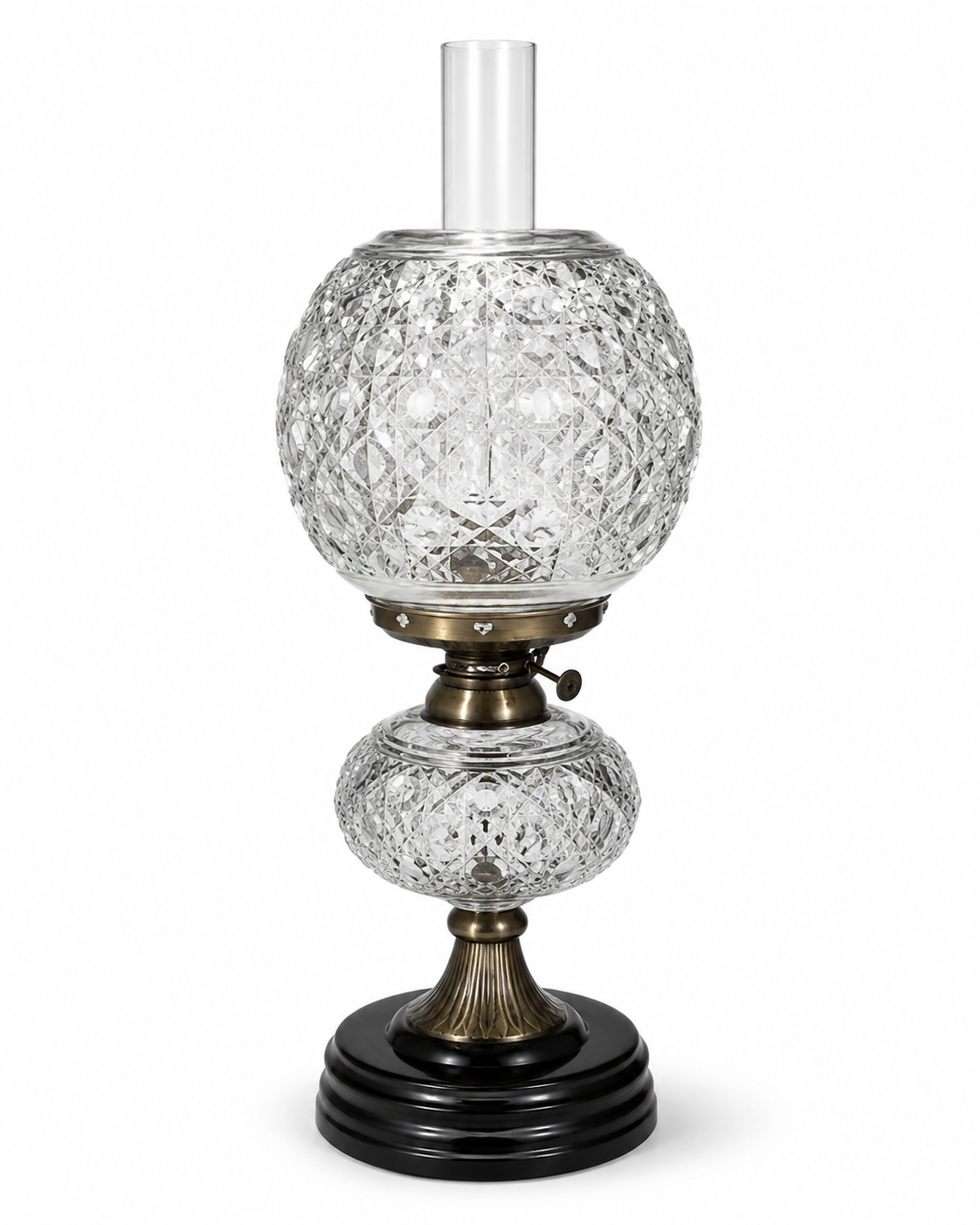 Jaaldeep Diamond-Lattice Double-Globe Oil-Style Table Lamp · SGE-TL-079 · Samrat Glass Emporium — view 2