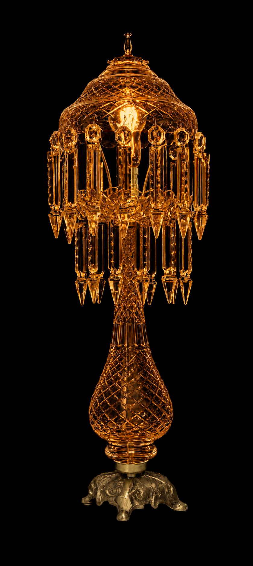 Sheesh Mahal Prism-Canopy Table Lamp — Amber Gold