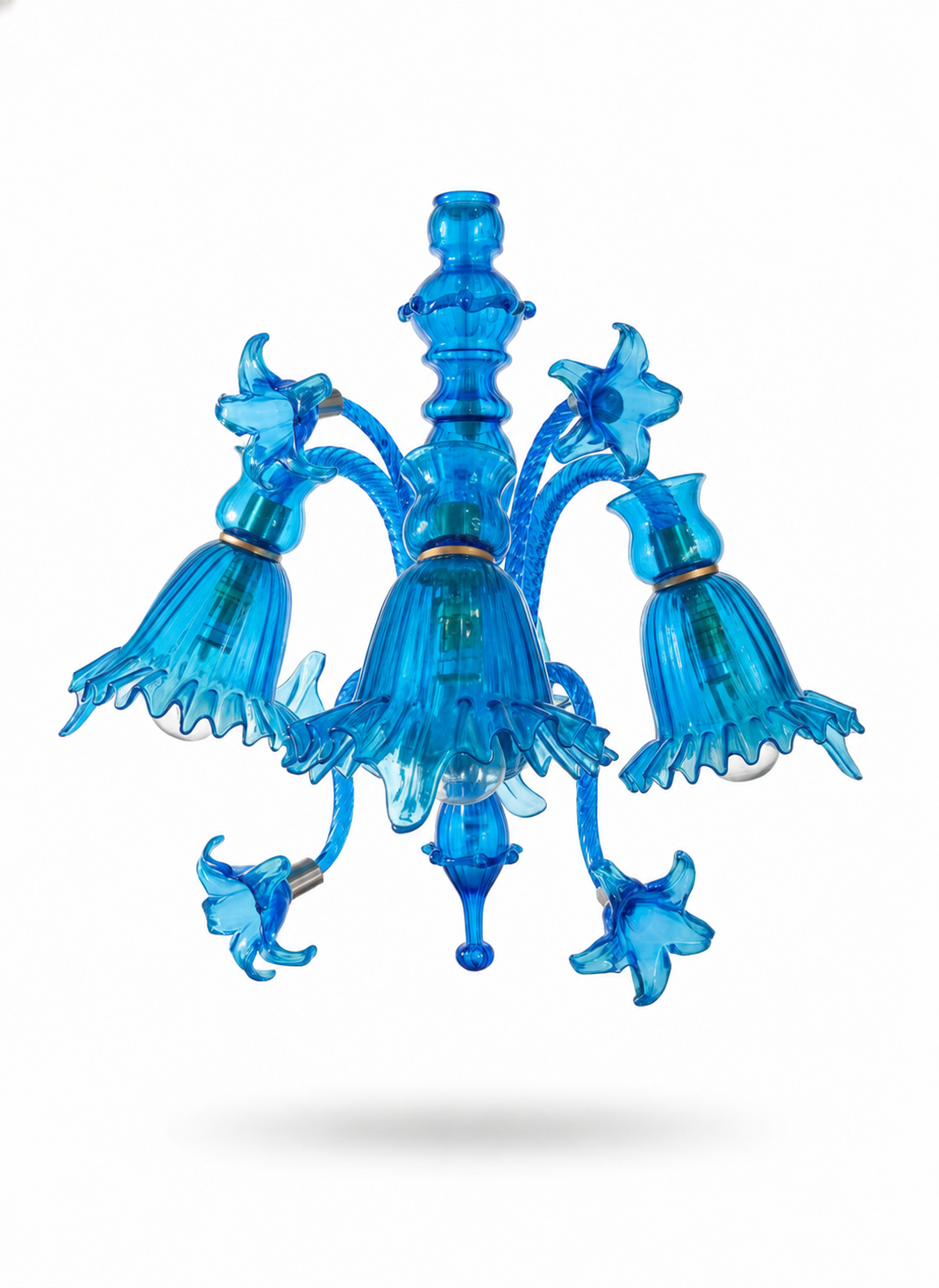 Gulzar Bellflower Three-Light Downlight Wall Light — Cobalt Blue · SGE-WL-014 · Samrat Glass Emporium — view 2