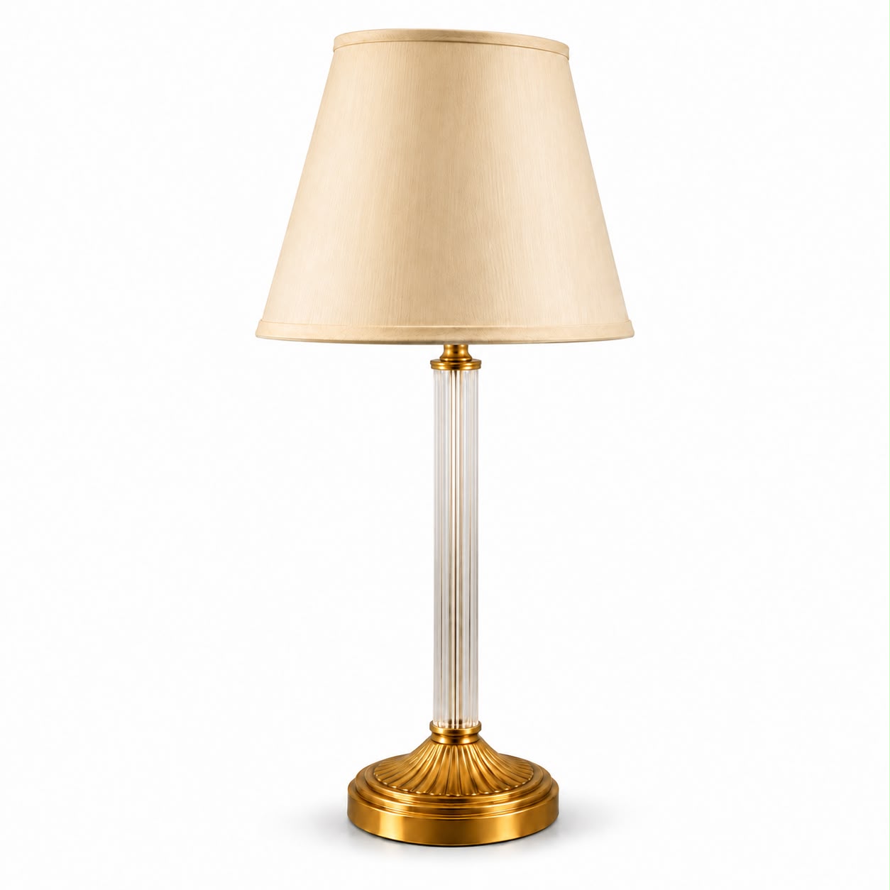 Rajatna Fluted Clear-Glass Column Table Lamp with Cream Shade · SGE-TL-006 · Samrat Glass Emporium — view 2