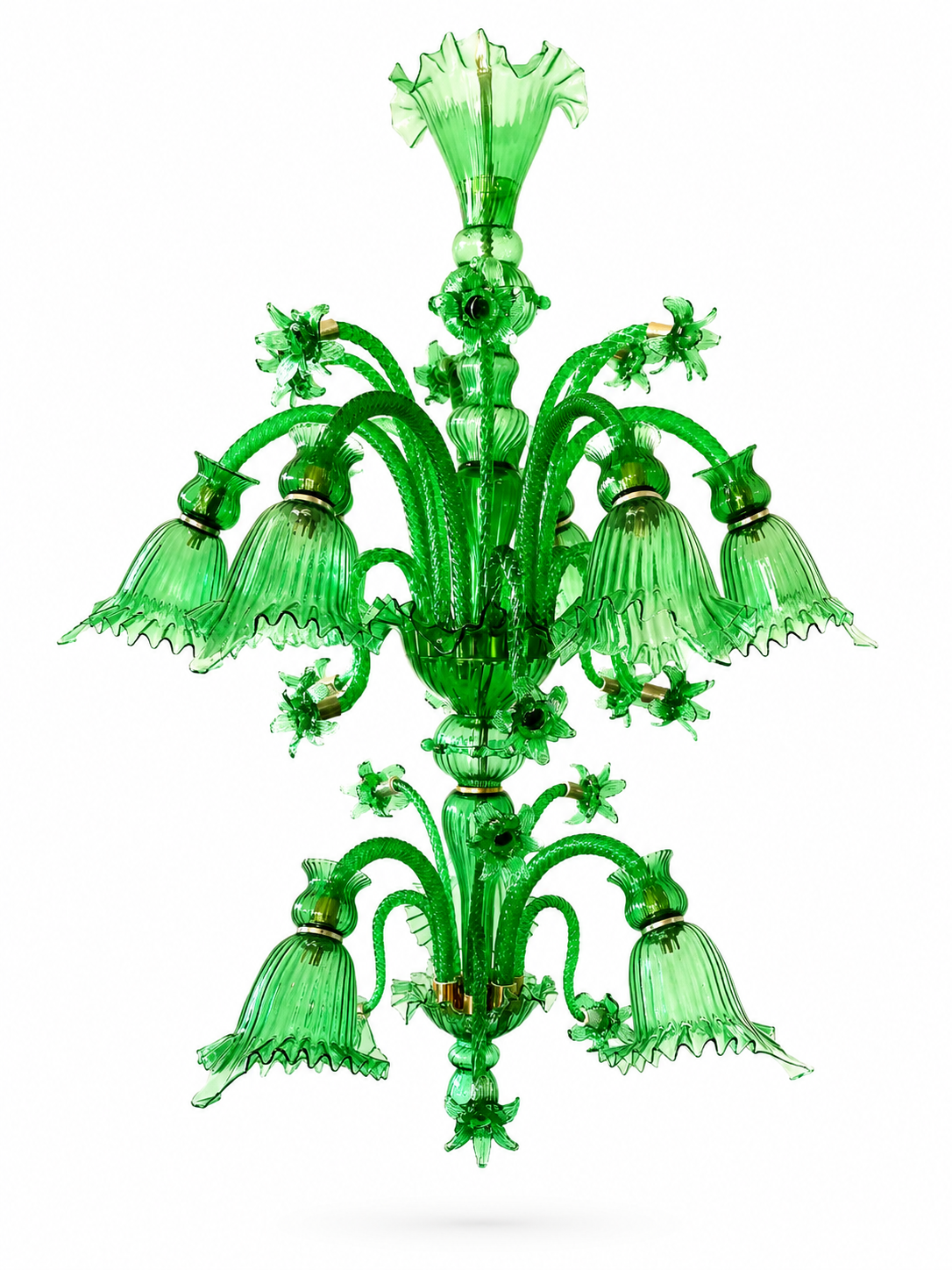 Gulzar Emerald Nine-Light Two-Tier Glass Chandelier · SGE-CH-074 · Samrat Glass Emporium — view 2
