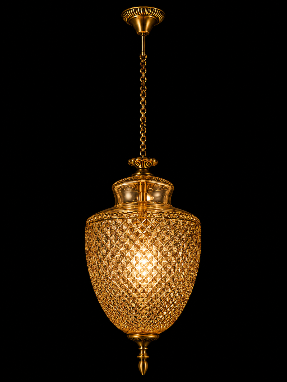 Rajsi Diamond-Lattice Glass Urn Hanging Light — 12"