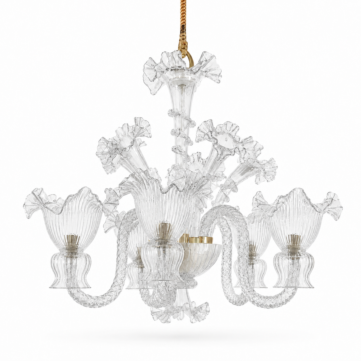 Gulzar Clear Floral-Glass Five-Light Chandelier · SGE-CH-110 · Samrat Glass Emporium — view 2