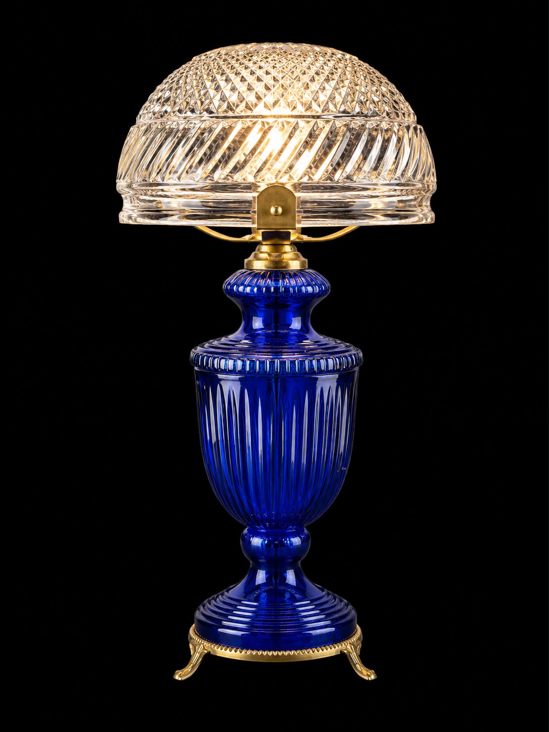 Neelkanth Cobalt-Fluted Diamond-Dome Glass Table Lamp · SGE-TL-004 · Samrat Glass Emporium