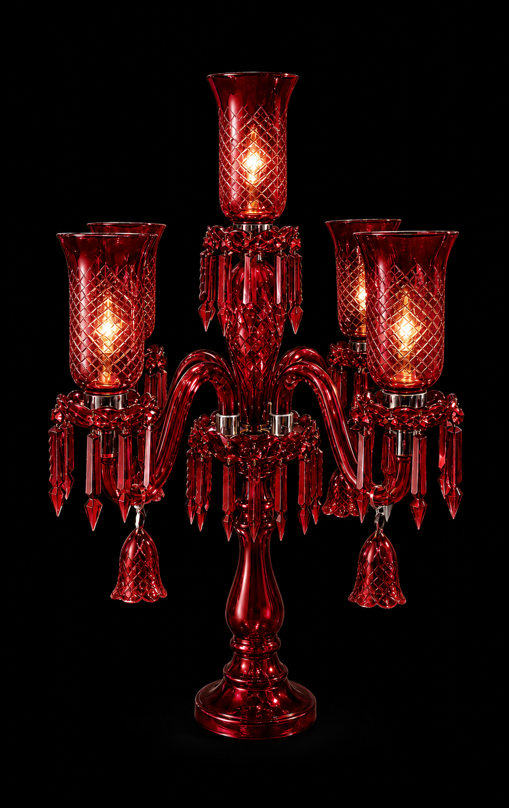 Rang Mahal Ruby Prism Table Chandelier
