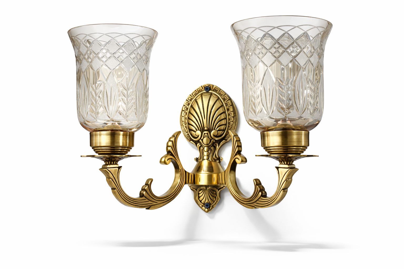 Tarangrekha Diamond-Leaf Cut Clear Glass Twin-Light Wall Sconce · Wall Light · SGE-WL-044 · Samrat Glass Emporium — view 2
