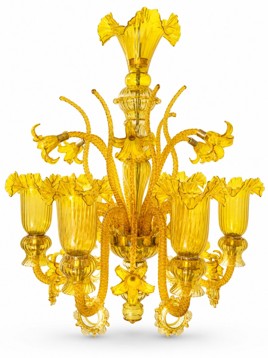 Gulzar Amber Crest Six-Light Uplight Glass Chandelier · SGE-CH-059 · Samrat Glass Emporium — view 2