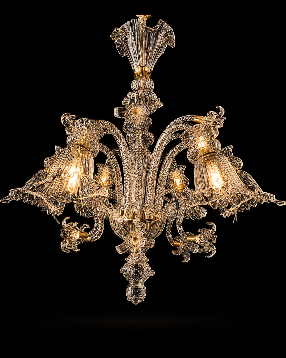 Gulzar Clear Six-Light Glass Chandelier