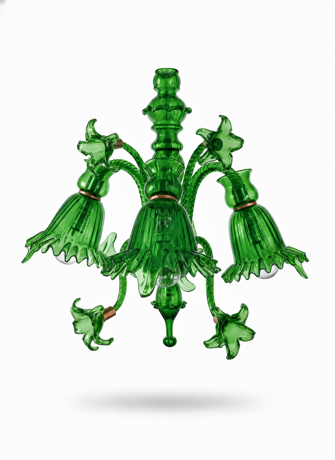 Gulzar Bellflower Three-Light Downlight Wall Light — Emerald Green · SGE-WL-015 · Samrat Glass Emporium — view 2