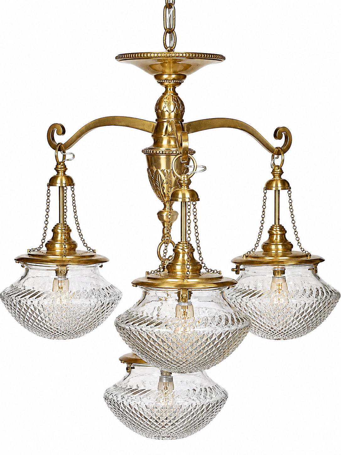 Noorjharokha Chain-Suspended Diamond-Cut Glass Chandelier · SGE-CH-052 · Samrat Glass Emporium — view 2