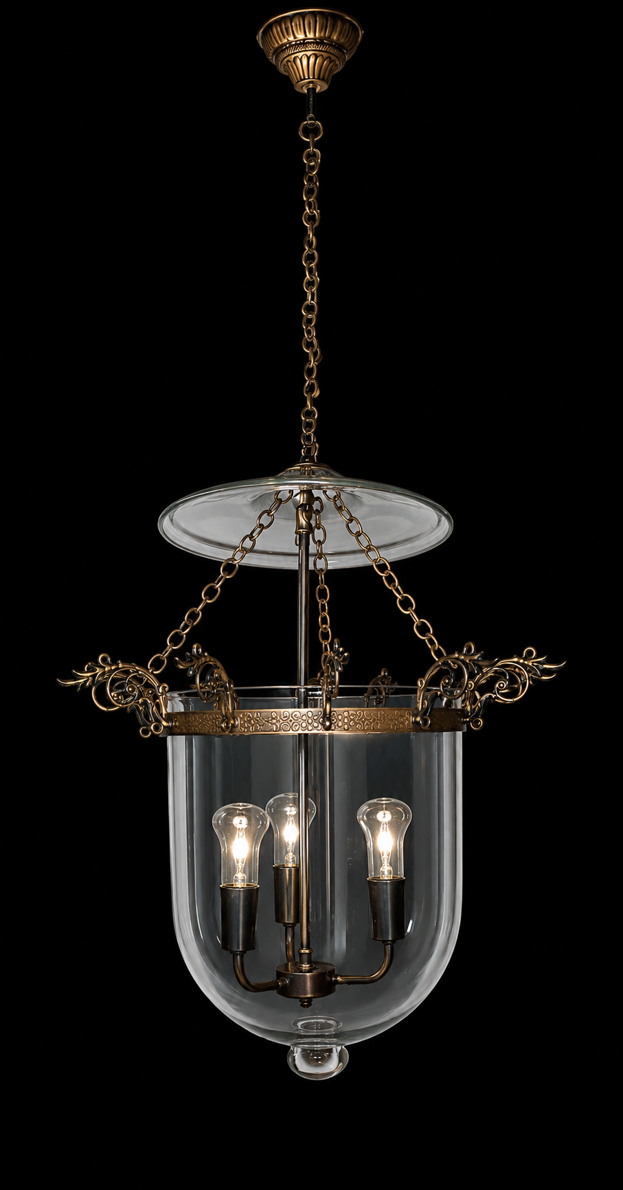 Scroll Filigree Antique Brass Bell Lantern
