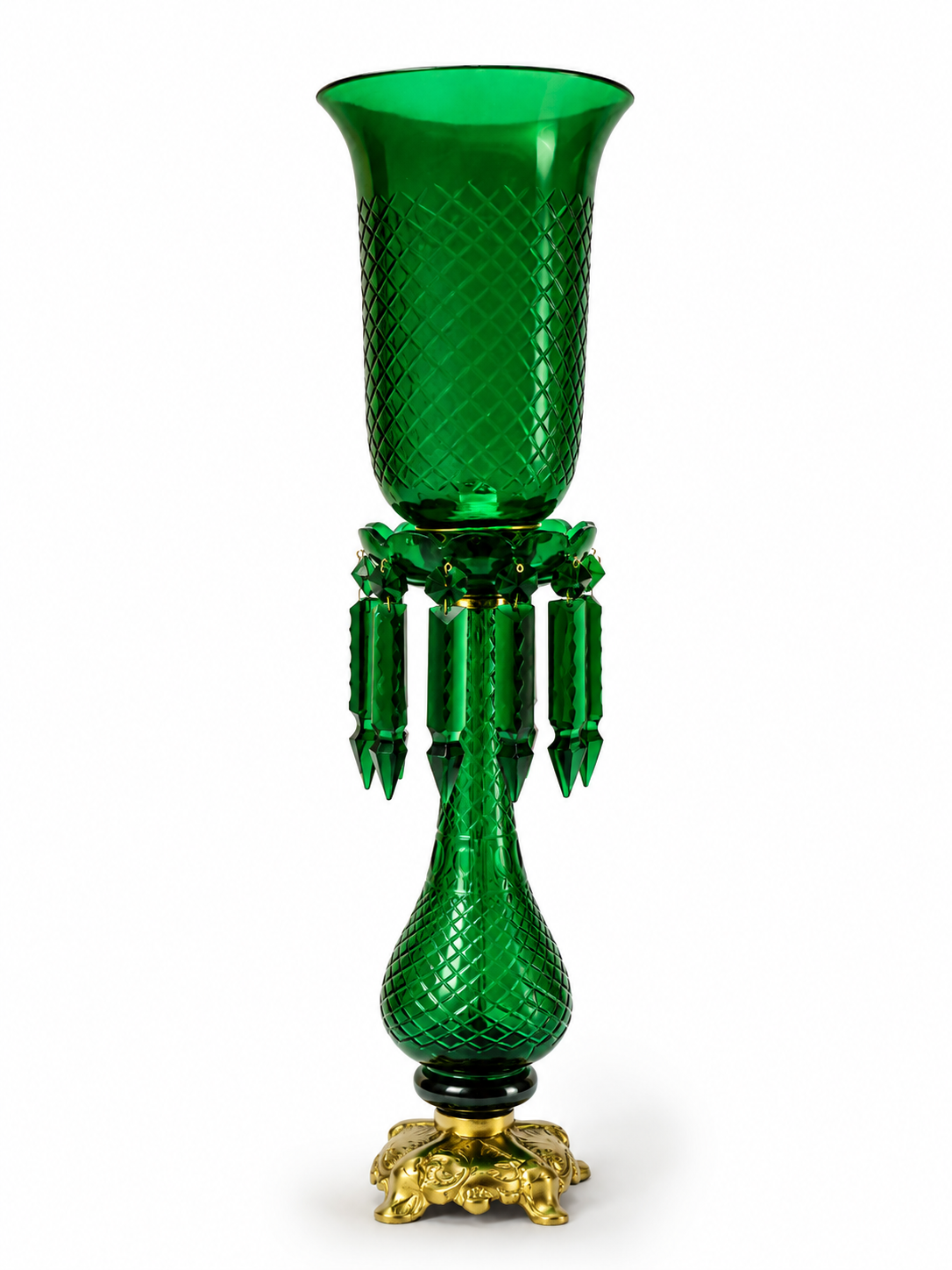 Shamiyana Cut-Glass Table Lamp – Emerald Green · SGE-TL-056 · Samrat Glass Emporium — view 2