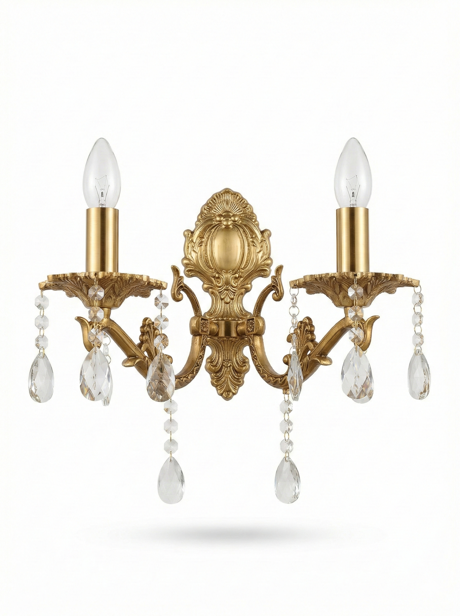 Rajdarbar Crystal-Drop Twin-Light Candle Wall Sconce · Wall Light · SGE-WL-086 · Samrat Glass Emporium — view 2