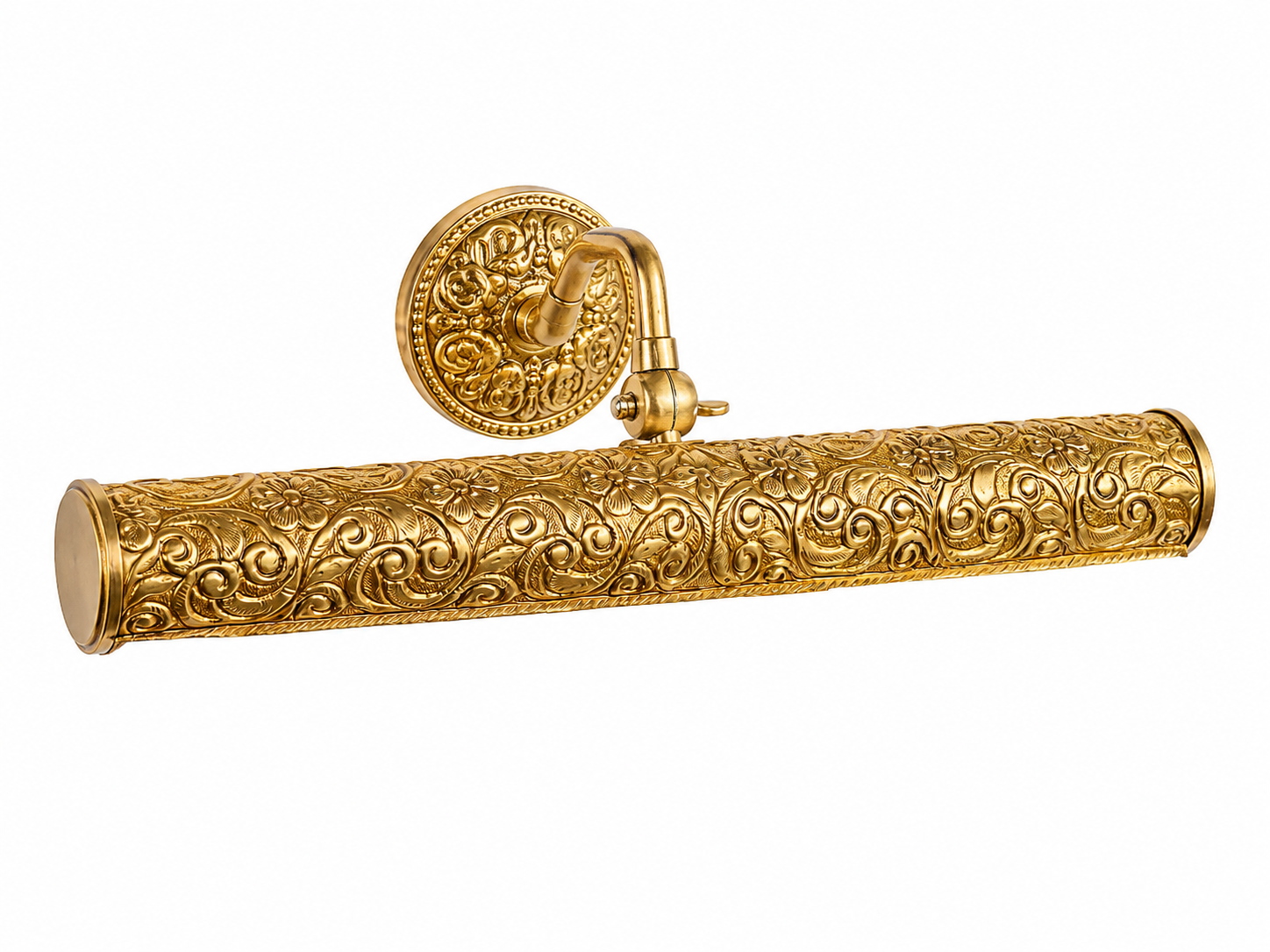 Pushpalekha Embossed Floral Antique-Brass Single-Light Picture Wall Lamp · Wall Light · SGE-WL-113 · Samrat Glass Emporium — view 2