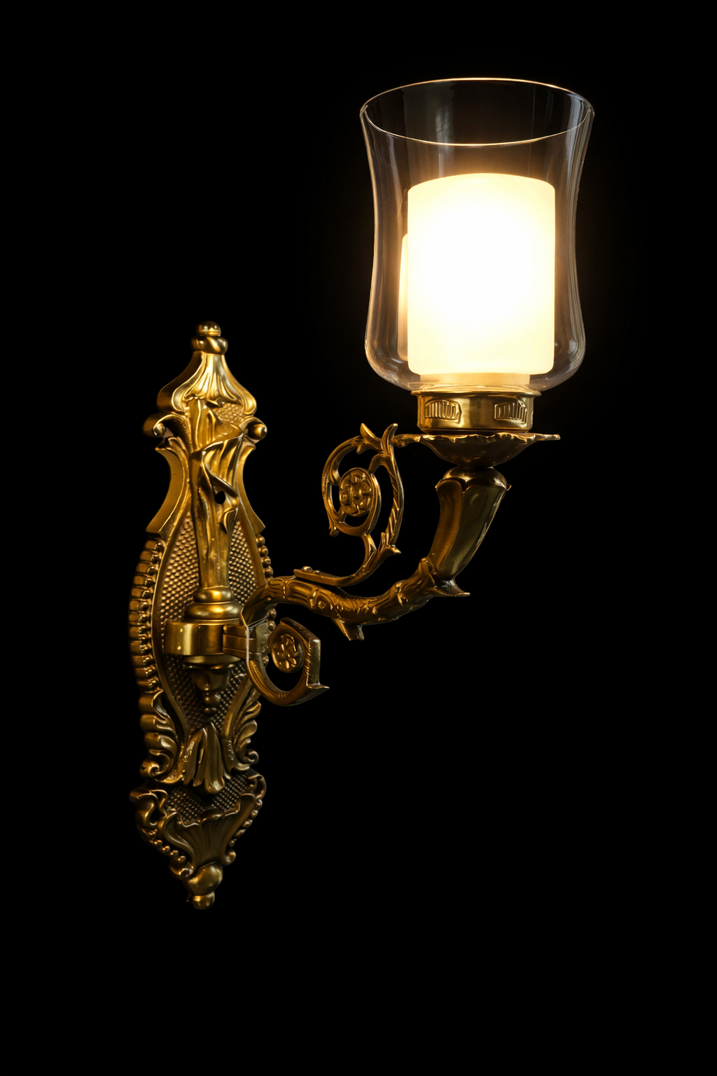 Jyotikalash Clear Hurricane Glass Scroll-Arm Wall Lamp · Wall Light · SGE-WL-045 · Samrat Glass Emporium