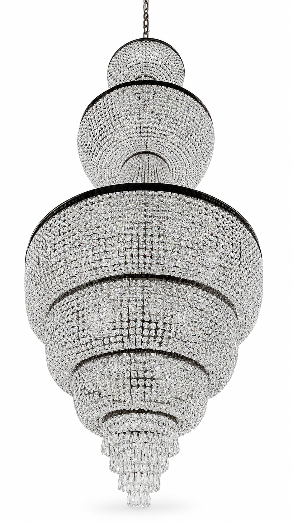 Ratnamala Concentric Crystal-Dome Cascade Chandelier · SGE-CH-026 · Samrat Glass Emporium — view 2