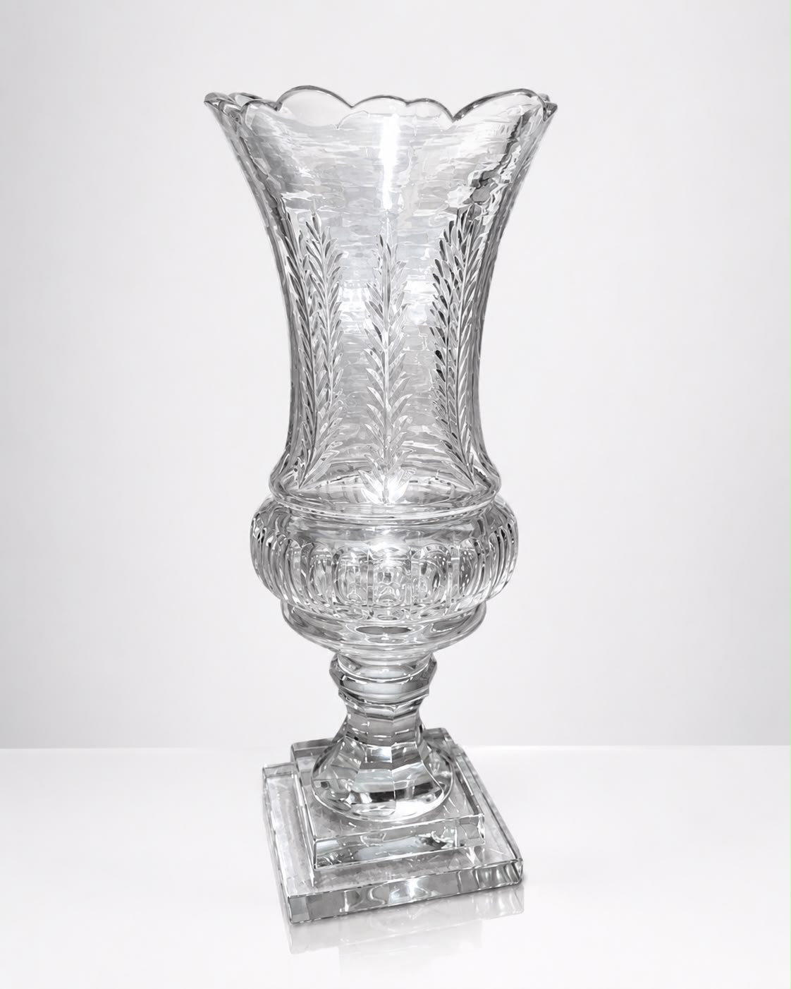 Kanakdhara Etched-Wheat Scallop Glass Candle Stand · SGE-CS-011 · Samrat Glass Emporium — view 2
