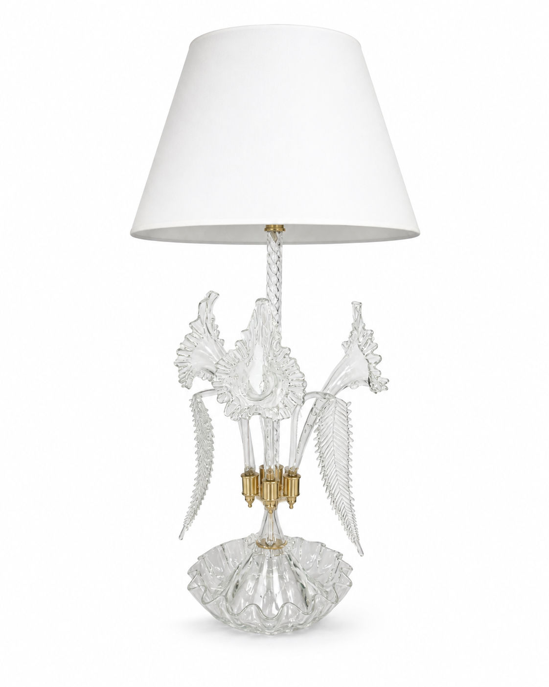 Frosted Blossom Gold-Tone Glass Table Lamp · SGE-TL-080 · Samrat Glass Emporium — view 2