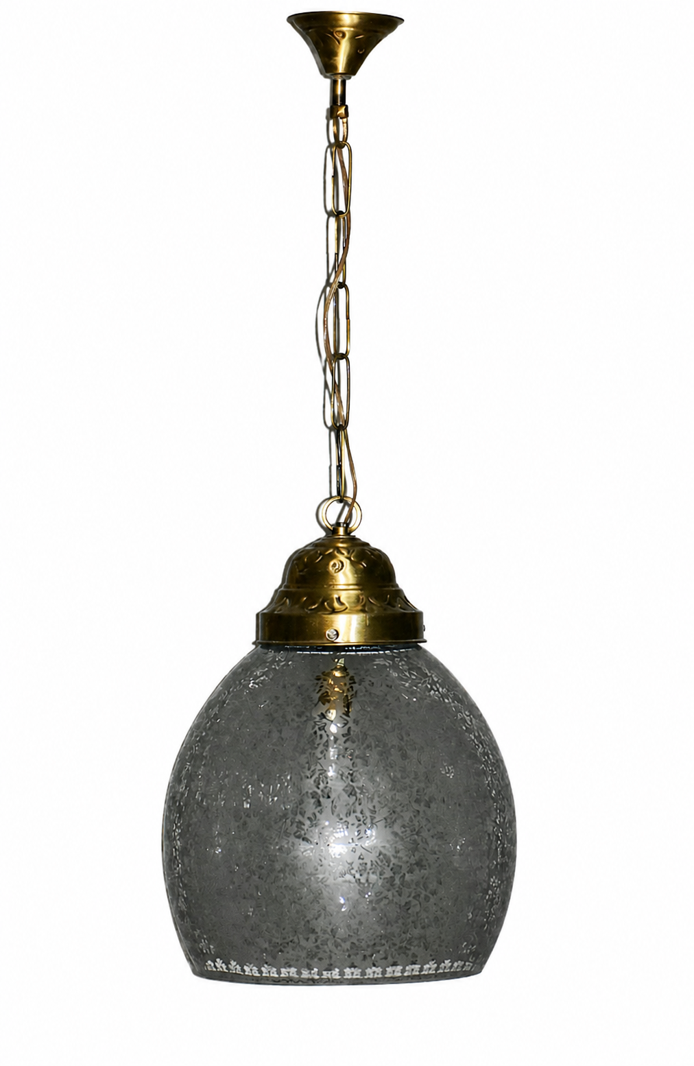 Kashika Etched Glass Hanging Light — Floral Veil · SGE-HL-040 · Samrat Glass Emporium — view 2