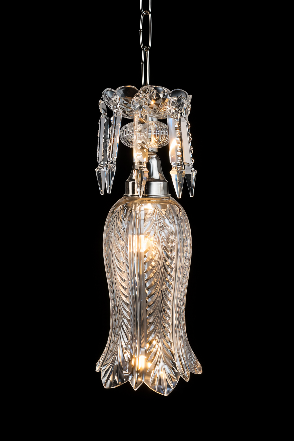 Tarang Feather-Cut Glass Hanging Light — Prism Crown