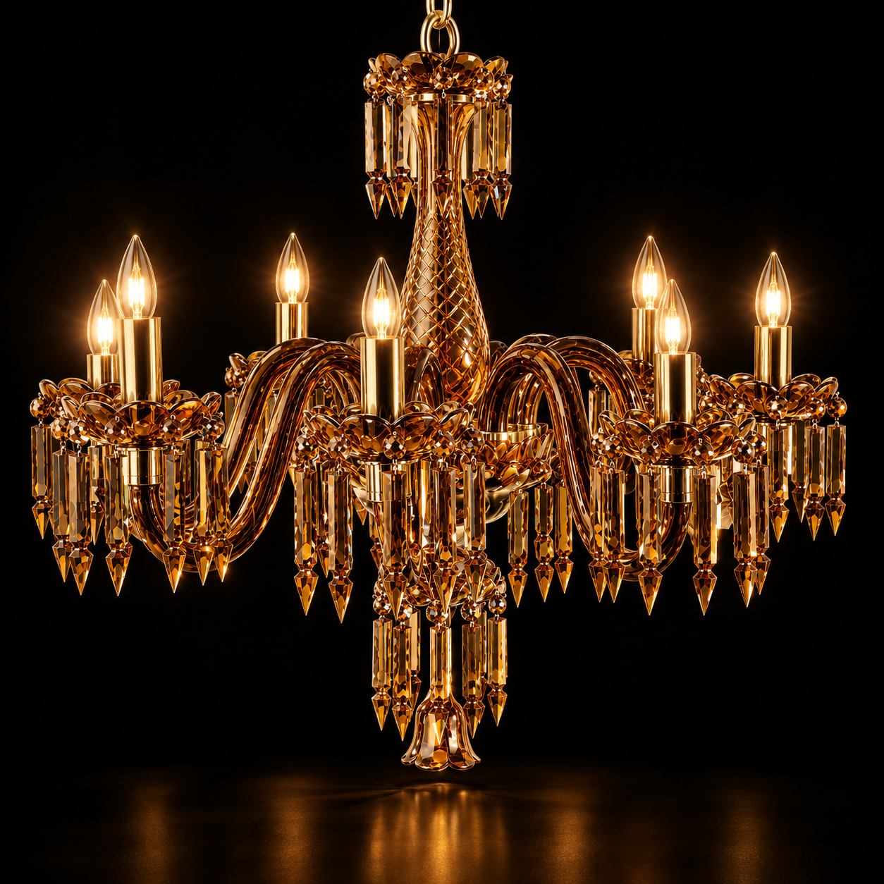 Neelpushp Amber Glass Eight-Light Chandelier