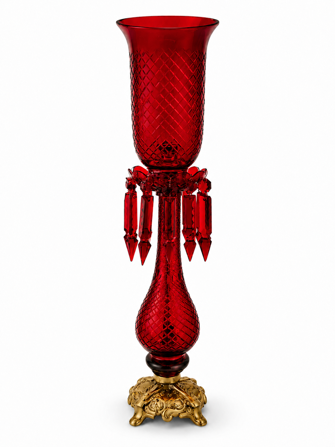 Shamiyana Cut-Glass Table Lamp – Ruby Red · SGE-TL-052 · Samrat Glass Emporium — view 2