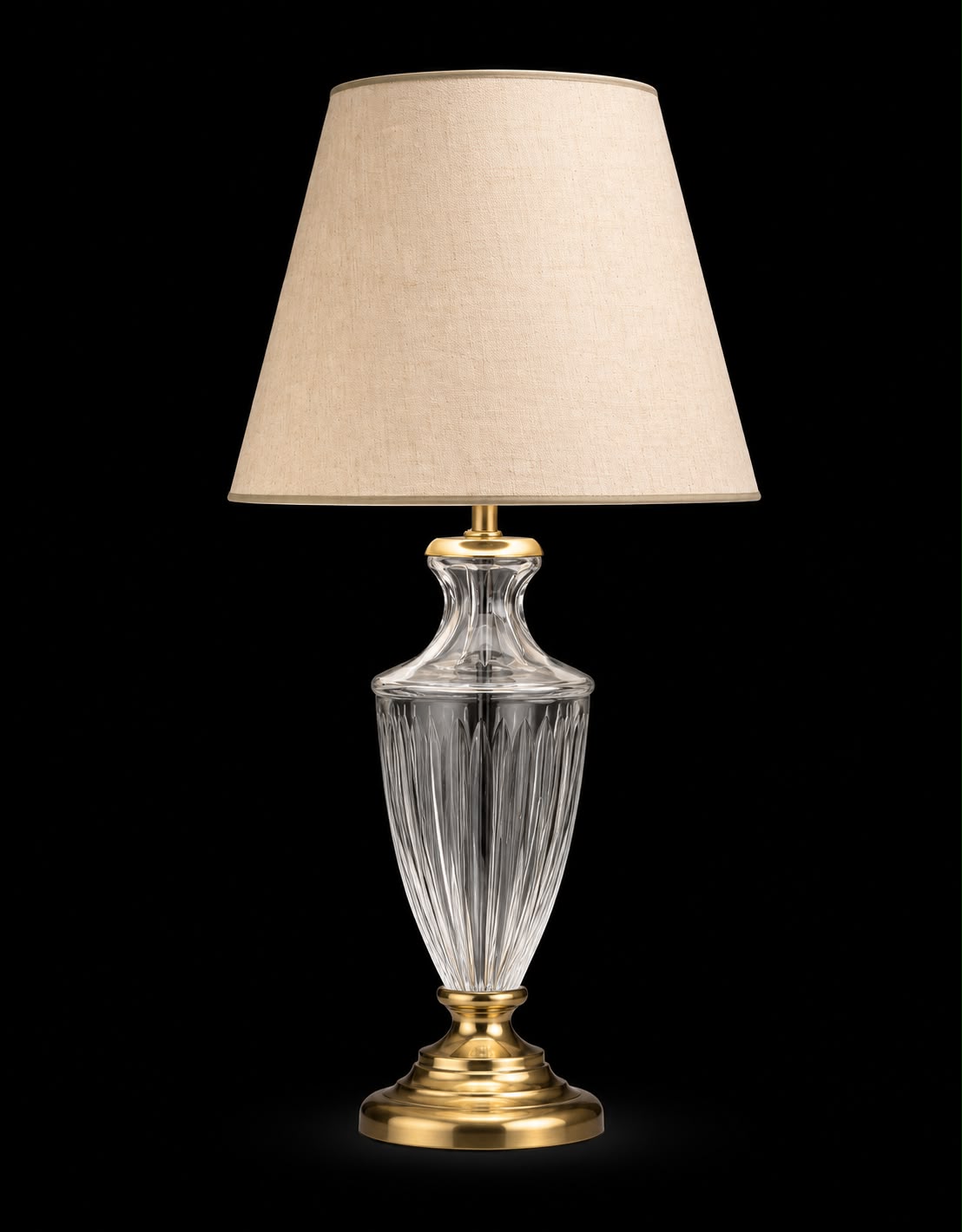 Aaroh Tapered Crystal Table Lamp — Fluted Linen Variant