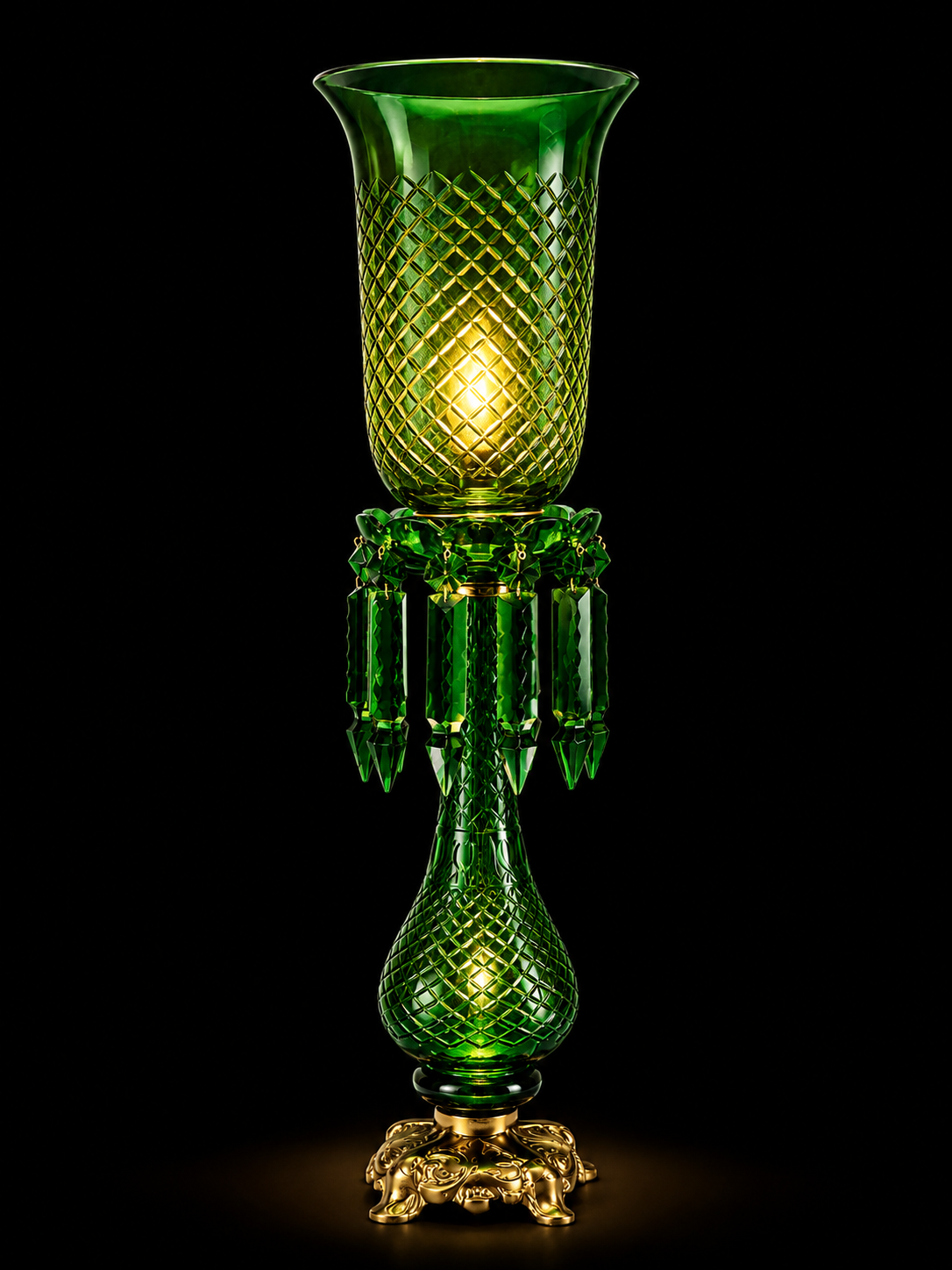 Shamiyana Cut-Glass Table Lamp – Emerald Green